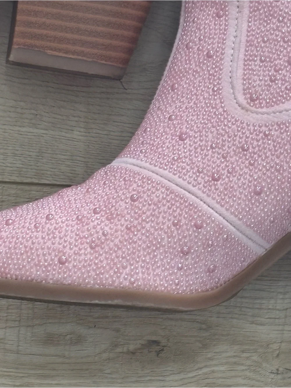 Pink Glitter Western Ankle Boots for Women Boho Cowgirl Embellished Boot